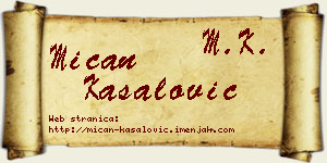 Mićan Kasalović vizit kartica